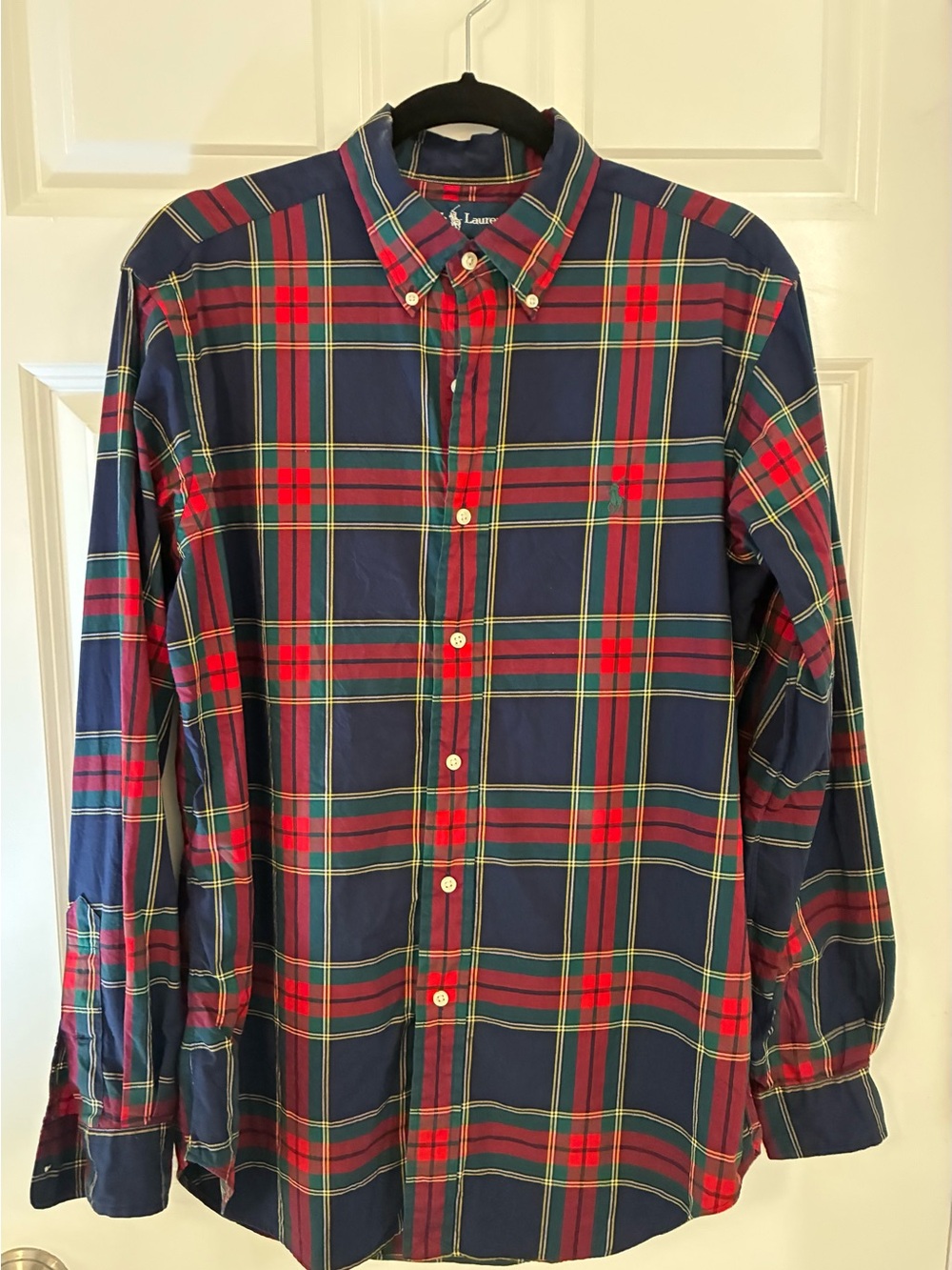 Ralph Lauren Men's Navy & Red Plaid Button-Down Shirt M